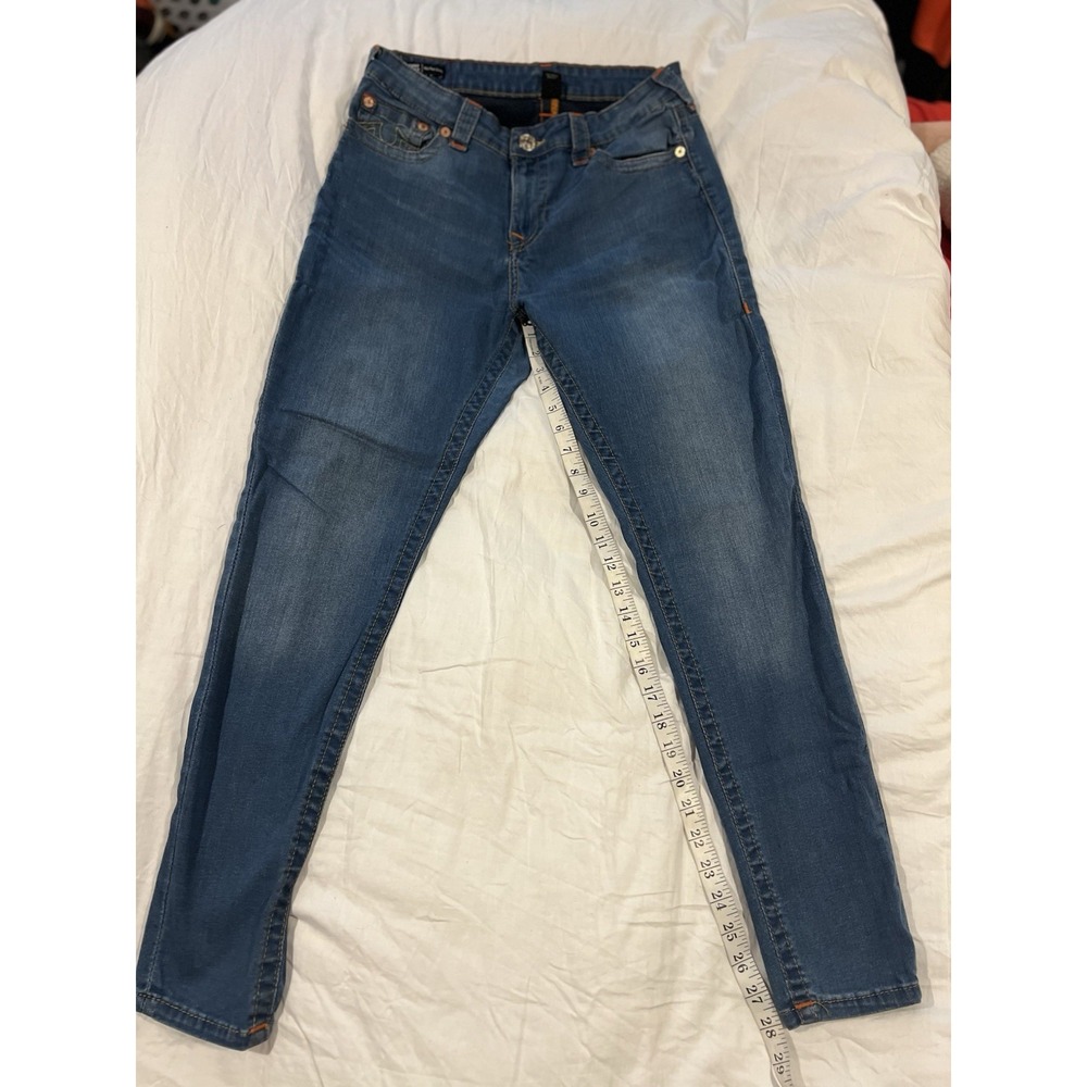 True Religion Women's Blue Jeans Size 32 Jennie‎ Curvy Mid Rise Skinny